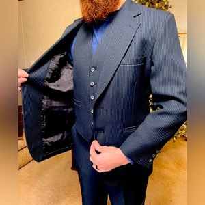 Carnahan’s complete custom pinstripe suit.